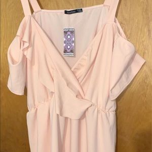 Plus Size Plunge Ruffle Belted Mini Dress